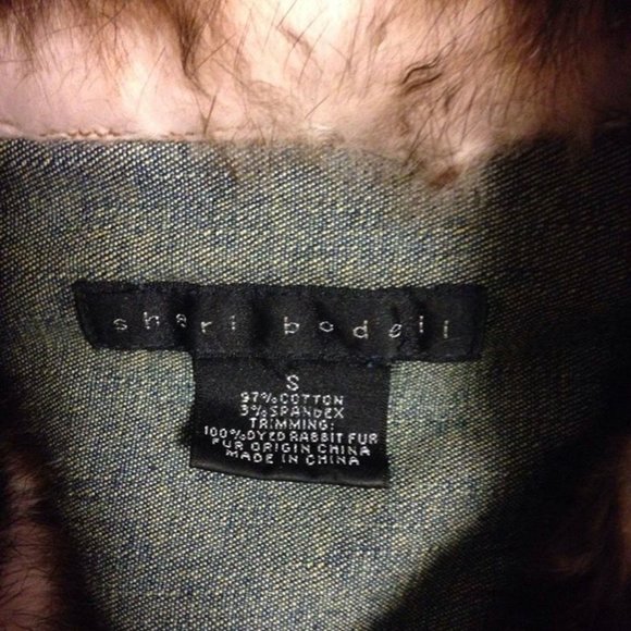 Sheri Bodell Blue Jean Jacket with Rabbit Fur - Picture 4 of 5